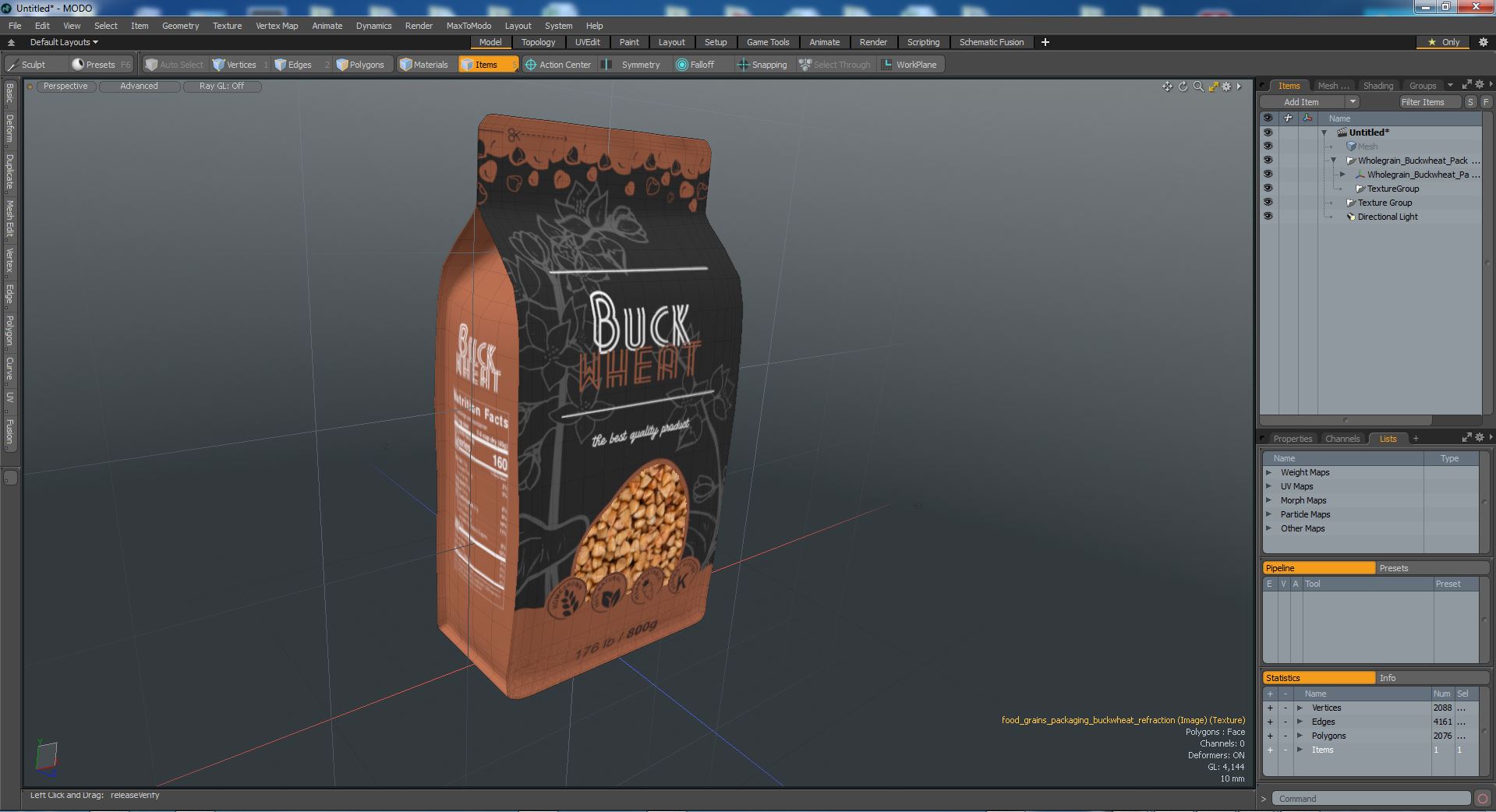 3D Wholegrain Buckwheat Package model