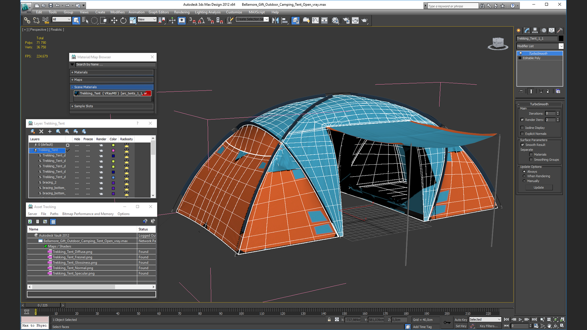 3D model Bellamore Gift Outdoor Camping Tent Open