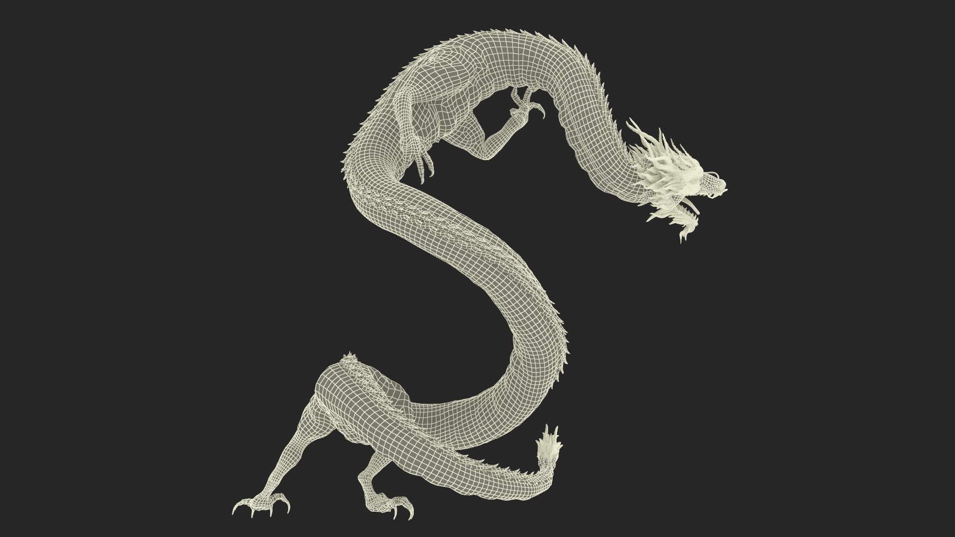3D Chinese Fantasy Dragon Blue Angry model