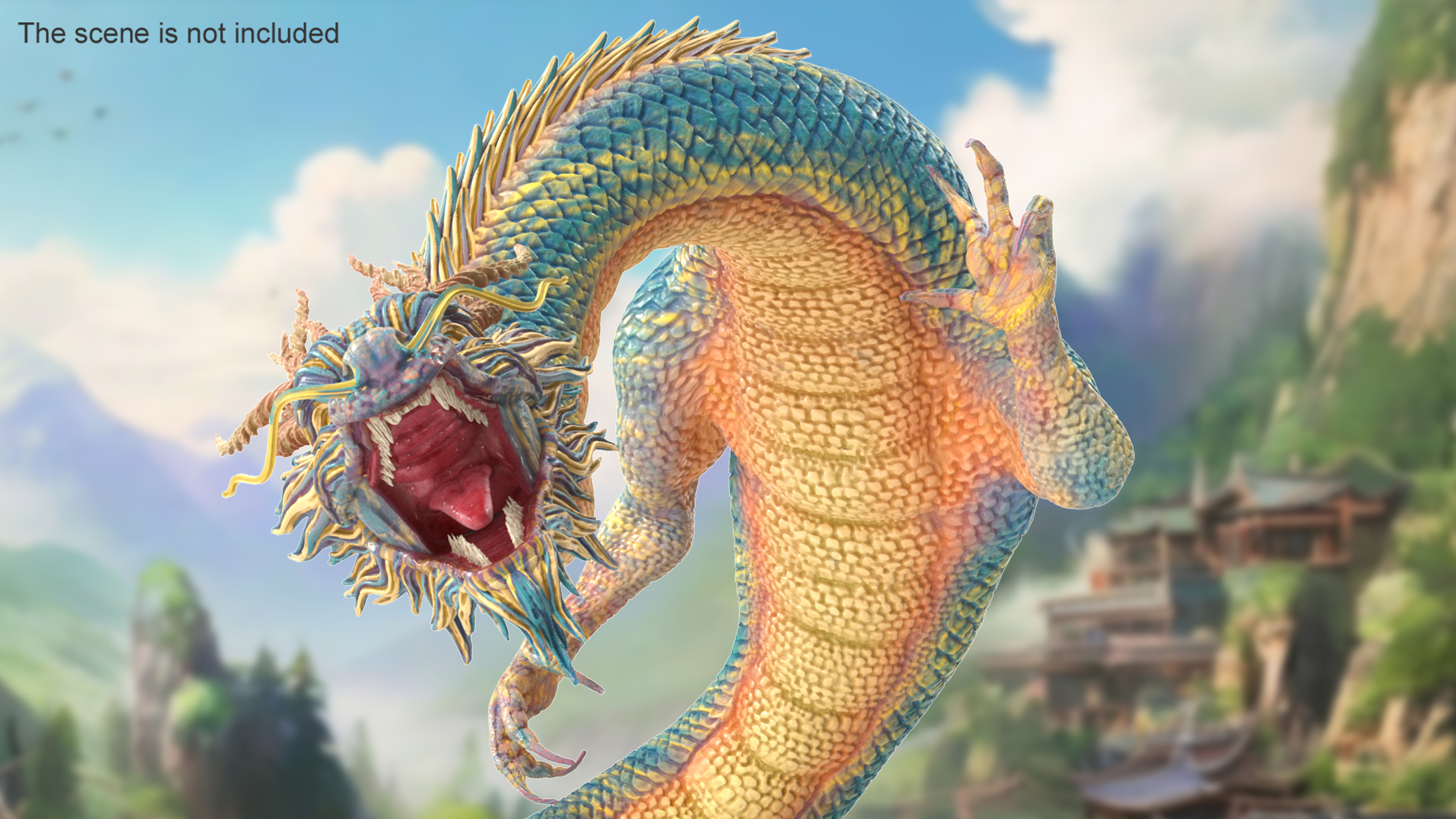 3D Chinese Fantasy Dragon Blue Angry model