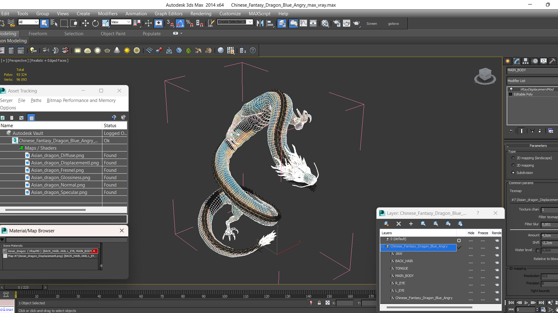 3D Chinese Fantasy Dragon Blue Angry model