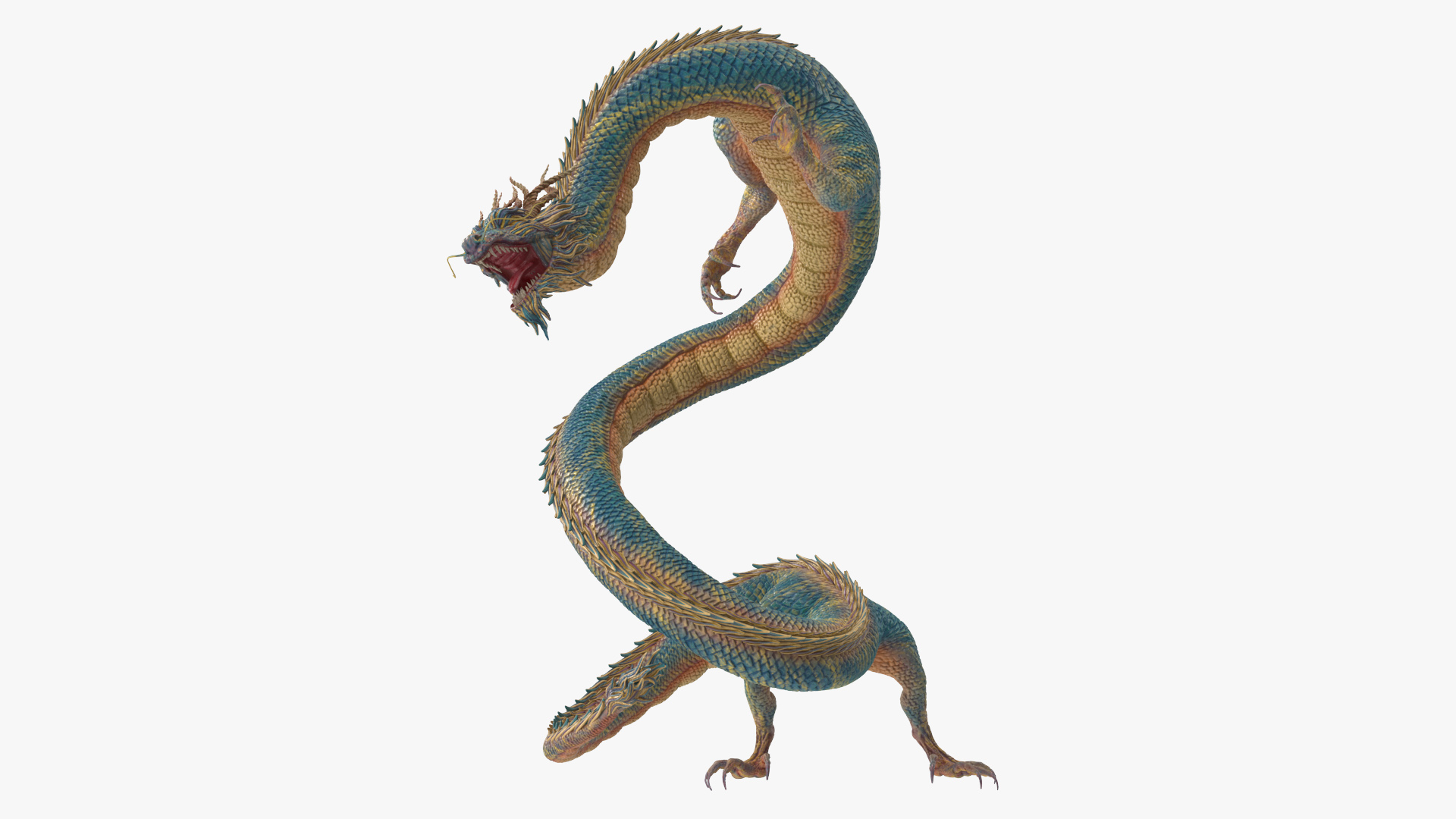 3D Chinese Fantasy Dragon Blue Angry model