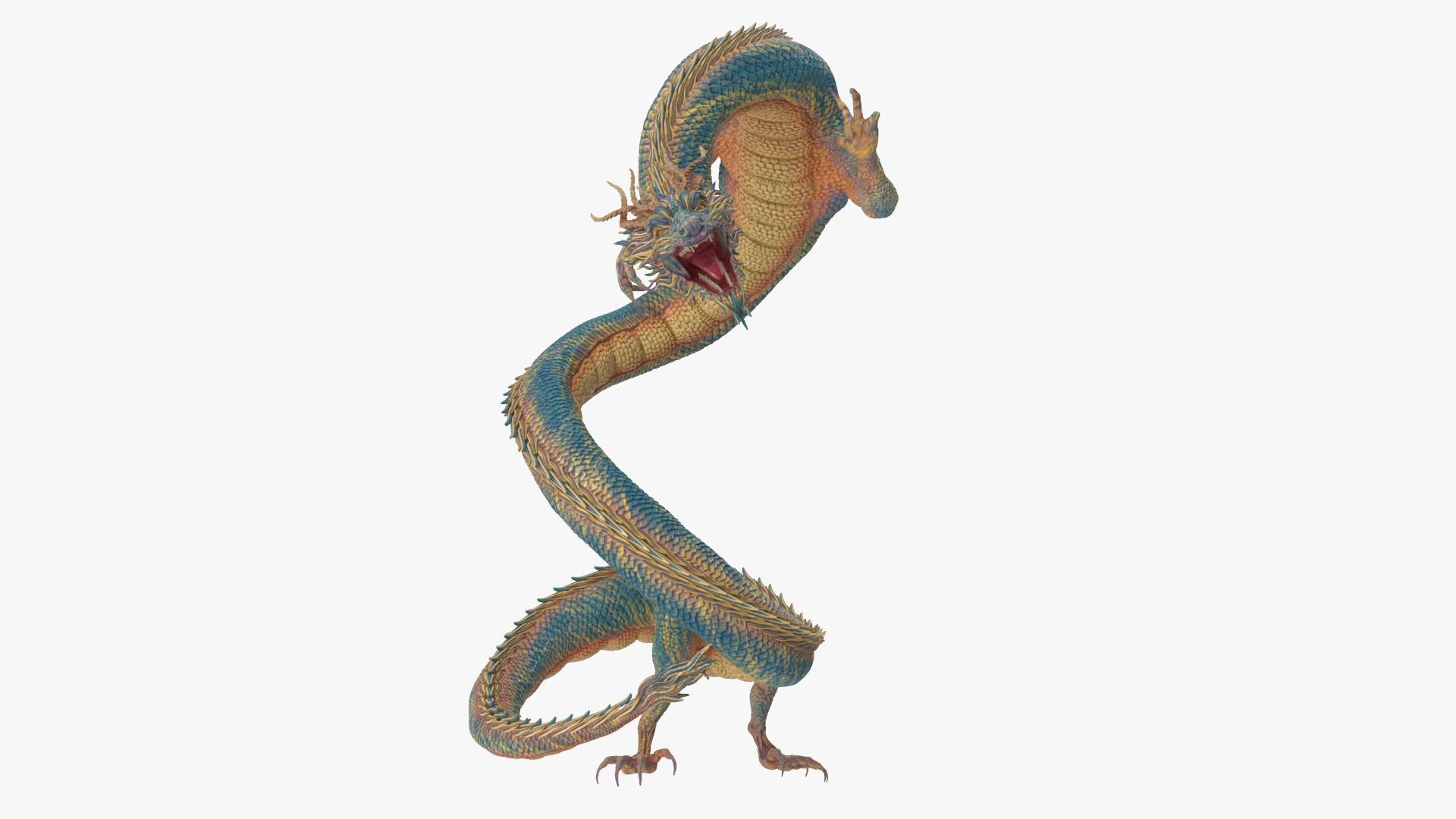 3D Chinese Fantasy Dragon Blue Angry model