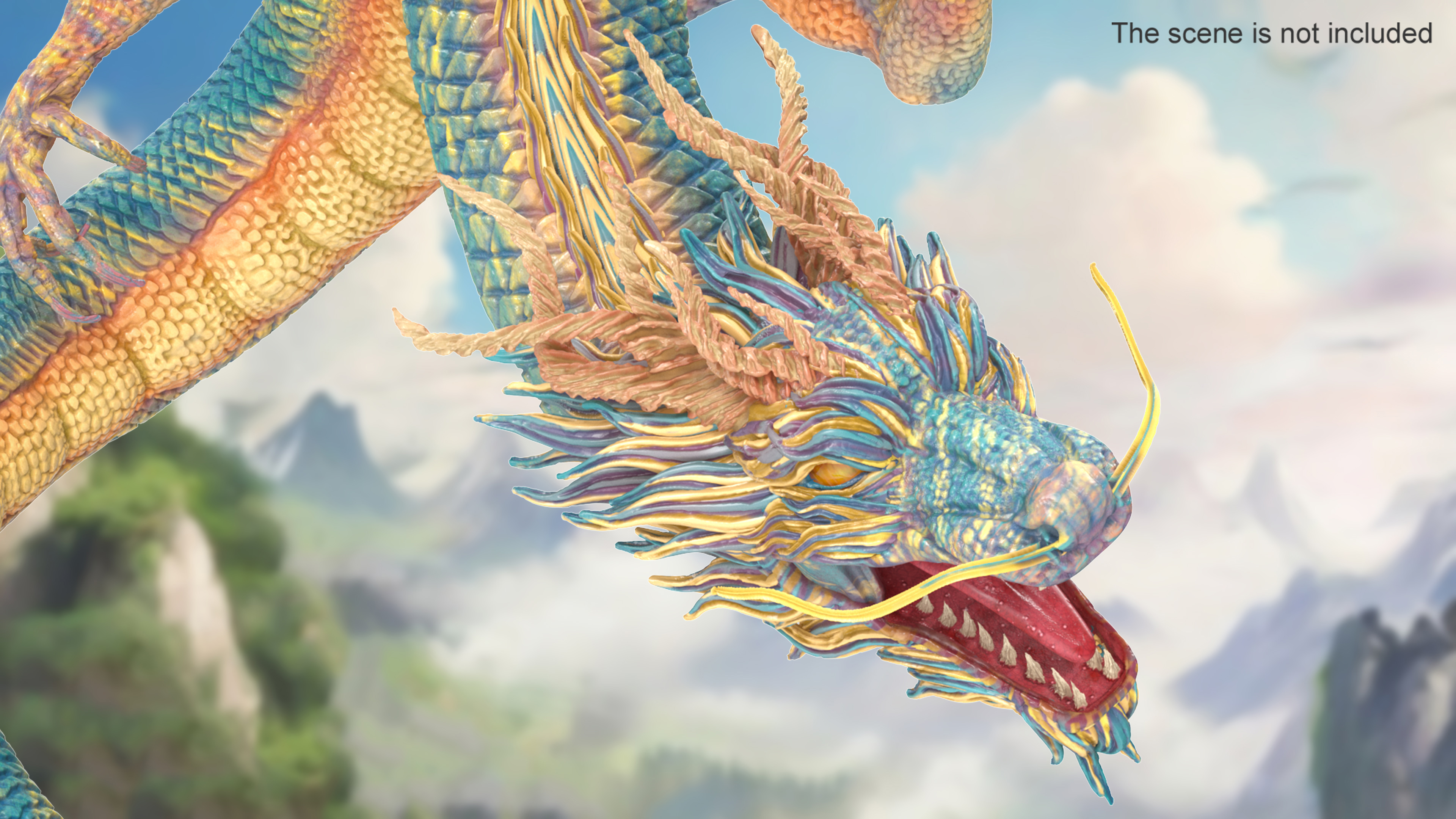 3D Chinese Fantasy Dragon Blue Angry model