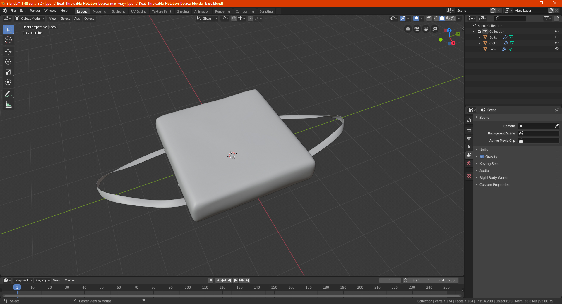 Type IV Boat Throwable Flotation Device 3D model
