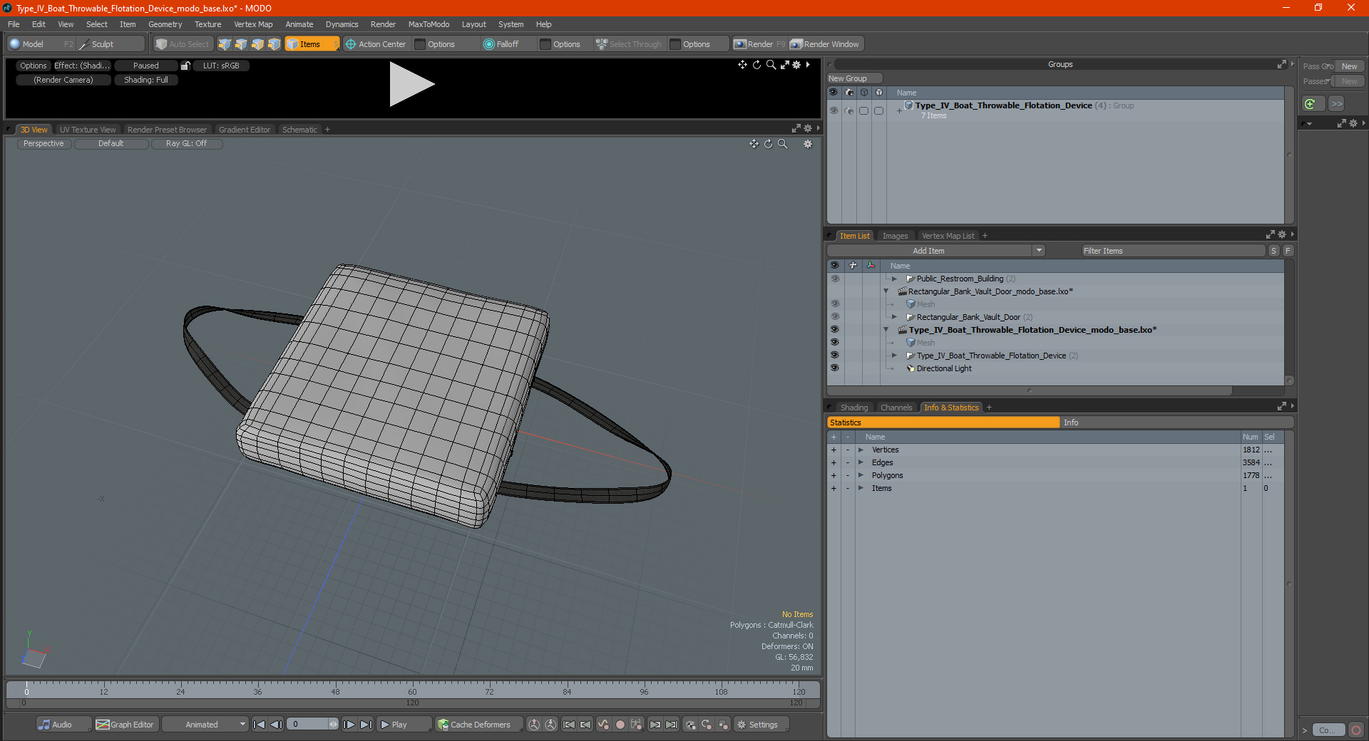 Type IV Boat Throwable Flotation Device 3D model