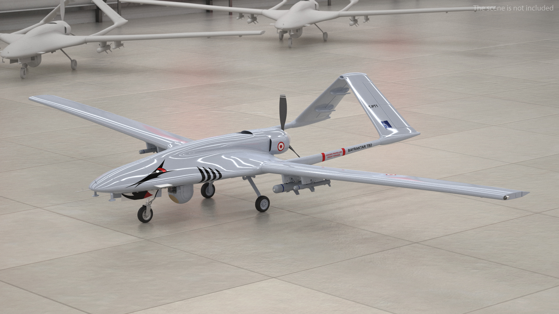 3D Bayraktar TB2 Unmanned Combat Aerial Vehicle Rigged