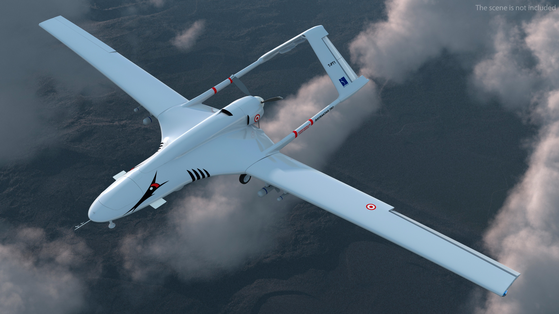 3D Bayraktar TB2 Unmanned Combat Aerial Vehicle Rigged