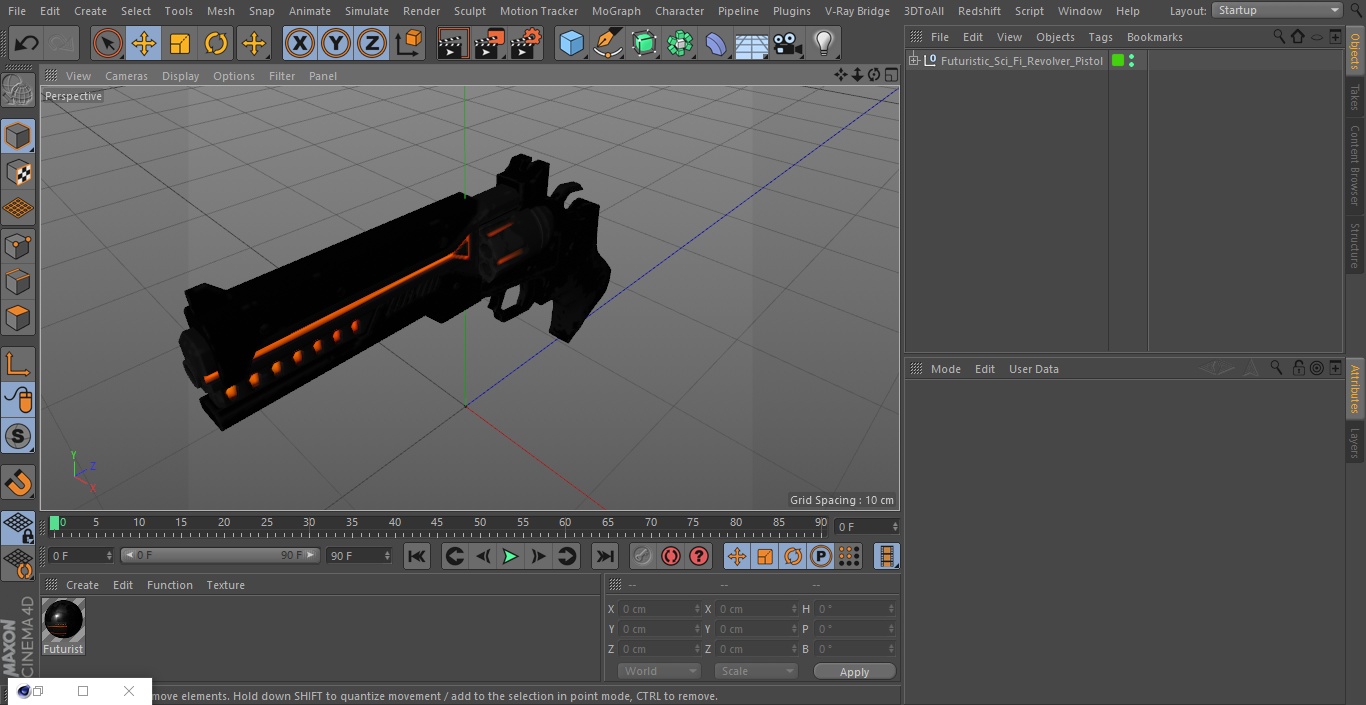 3D Futuristic Sci Fi Revolver Pistol model