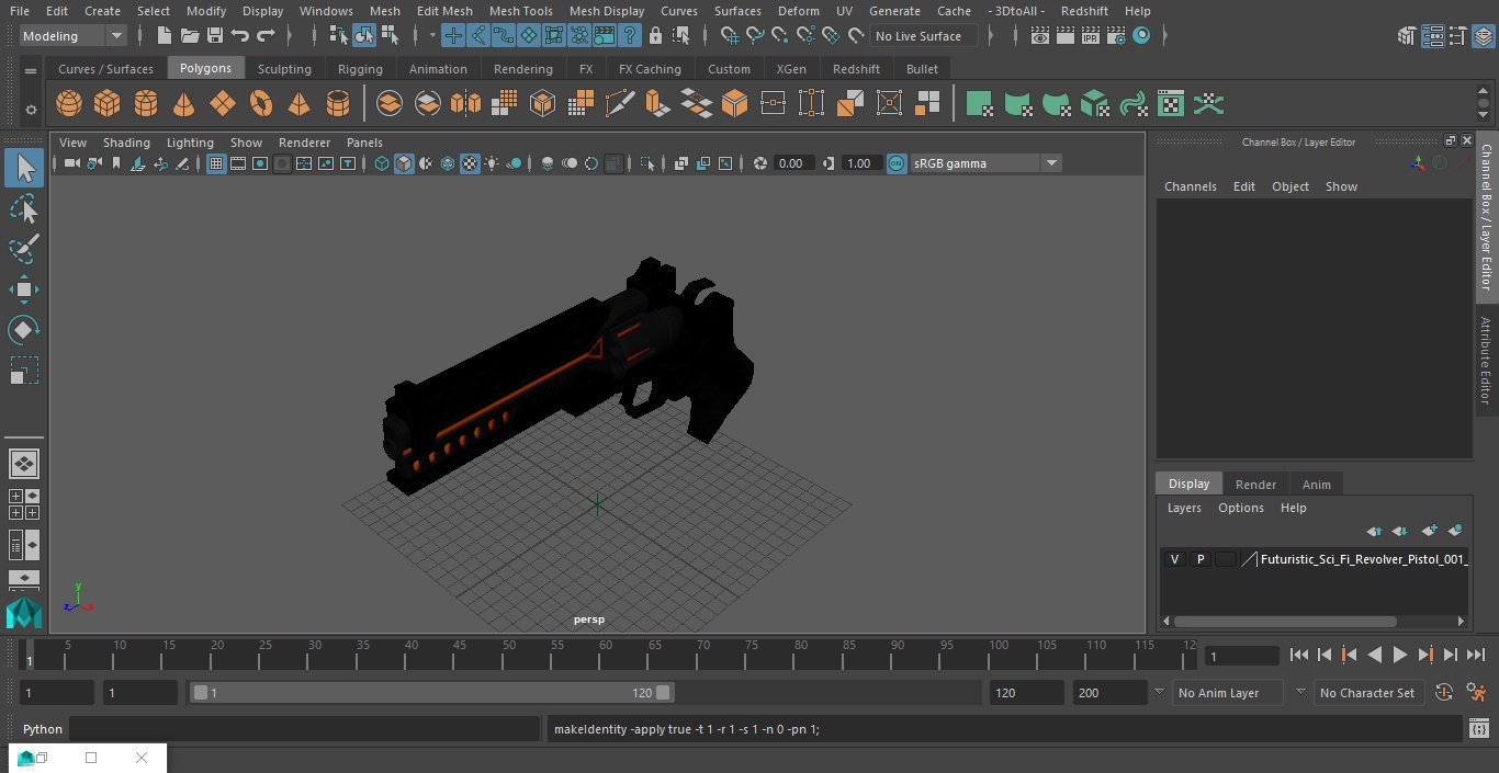 3D Futuristic Sci Fi Revolver Pistol model