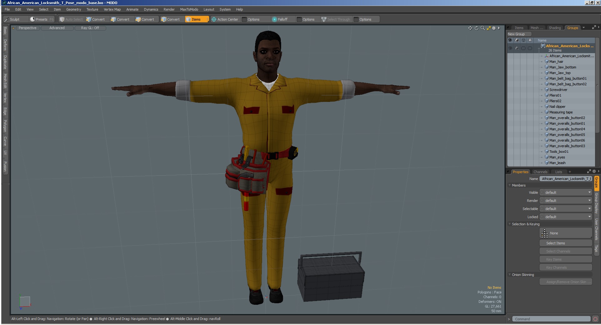 3D African American Locksmith T Pose model
