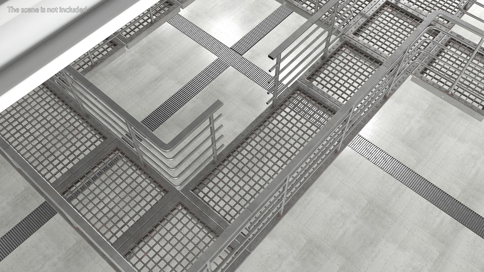 3D Straight Industrial Catwalk with Aisle model