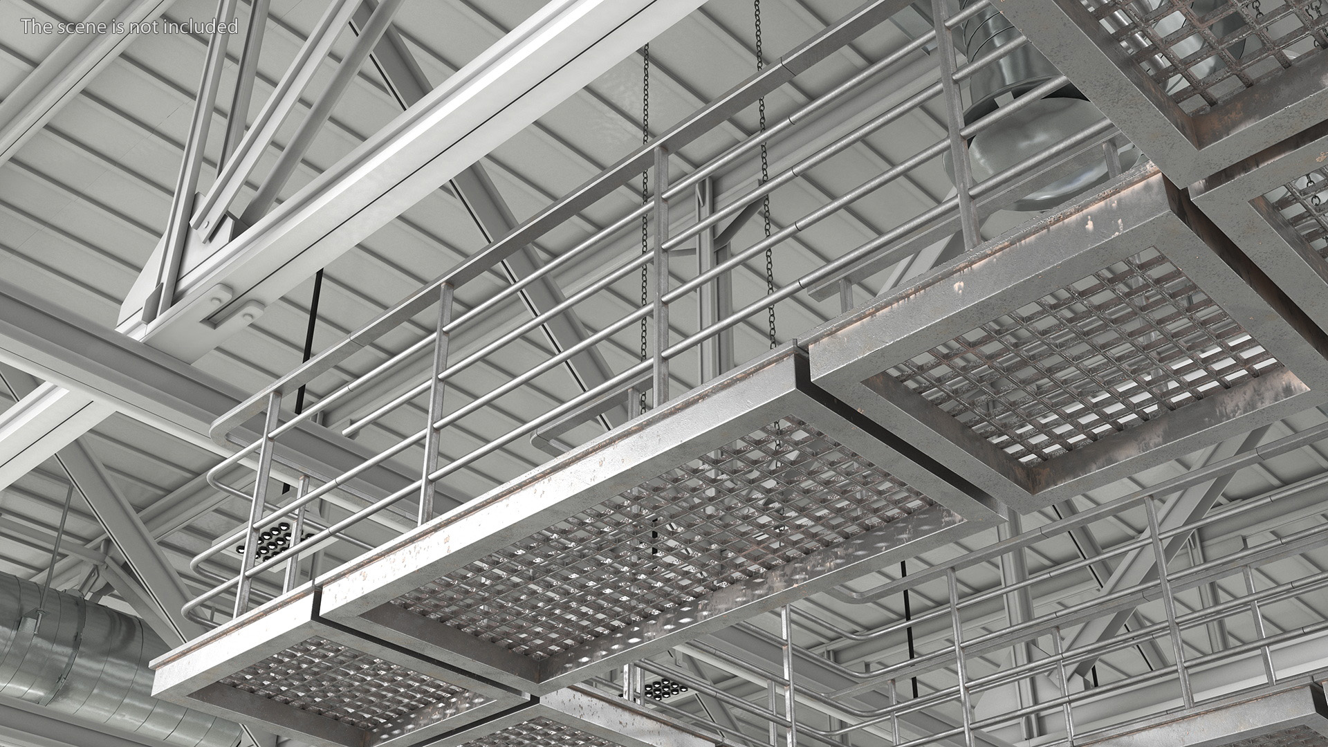 3D Straight Industrial Catwalk with Aisle model