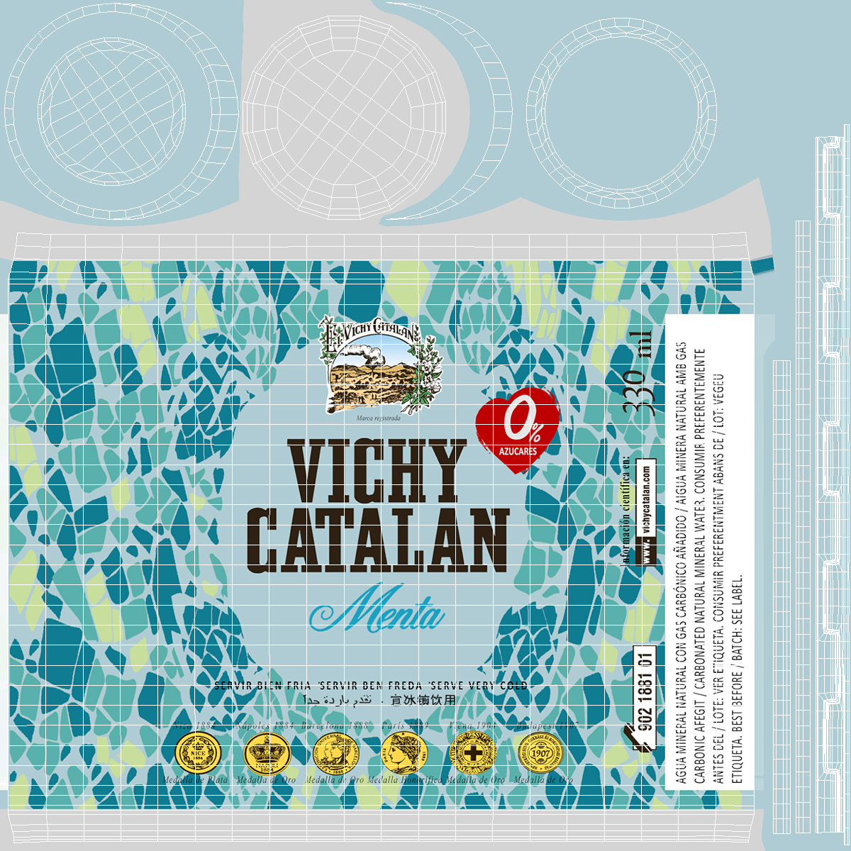 3D Therapeutic Table Water Can Vichy Catalan Mint