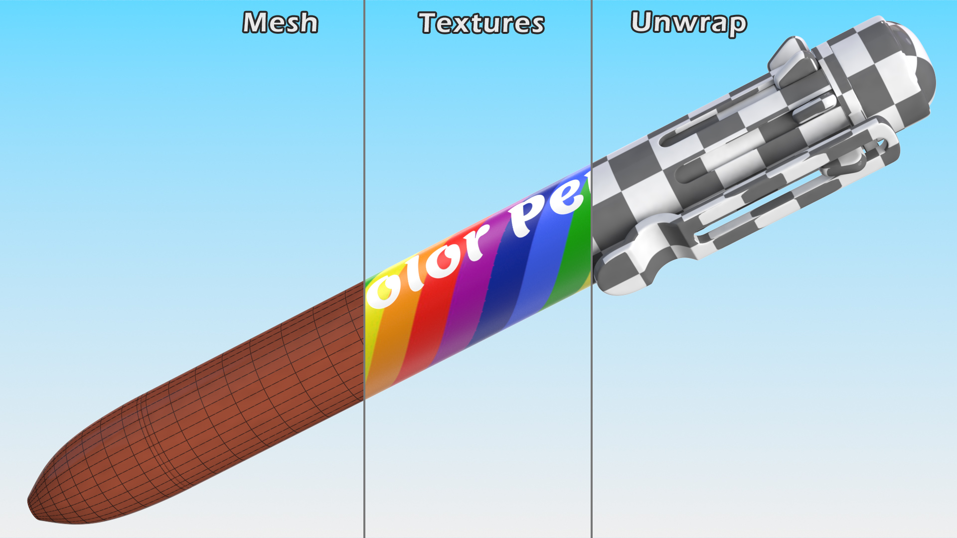 Rainbow Multicolor Ballpoint Pen 3D
