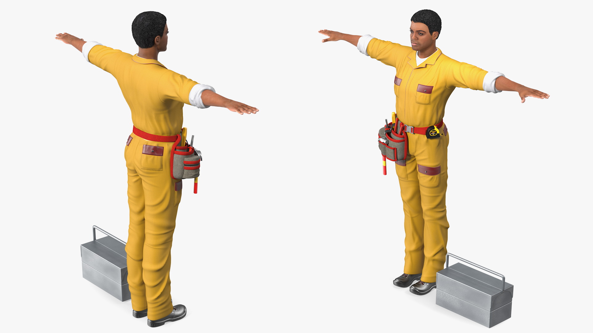3D Light Skin Black Locksmith T Pose model