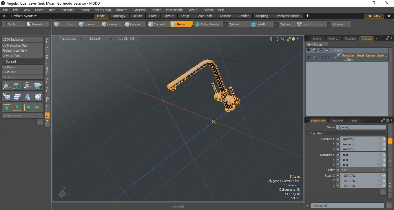 3D Angular Dual Lever Sink Mixer Tap model