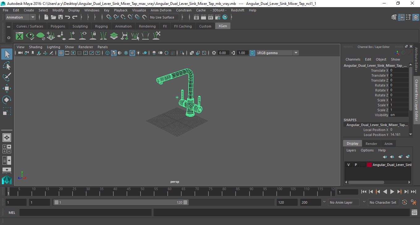 3D Angular Dual Lever Sink Mixer Tap model
