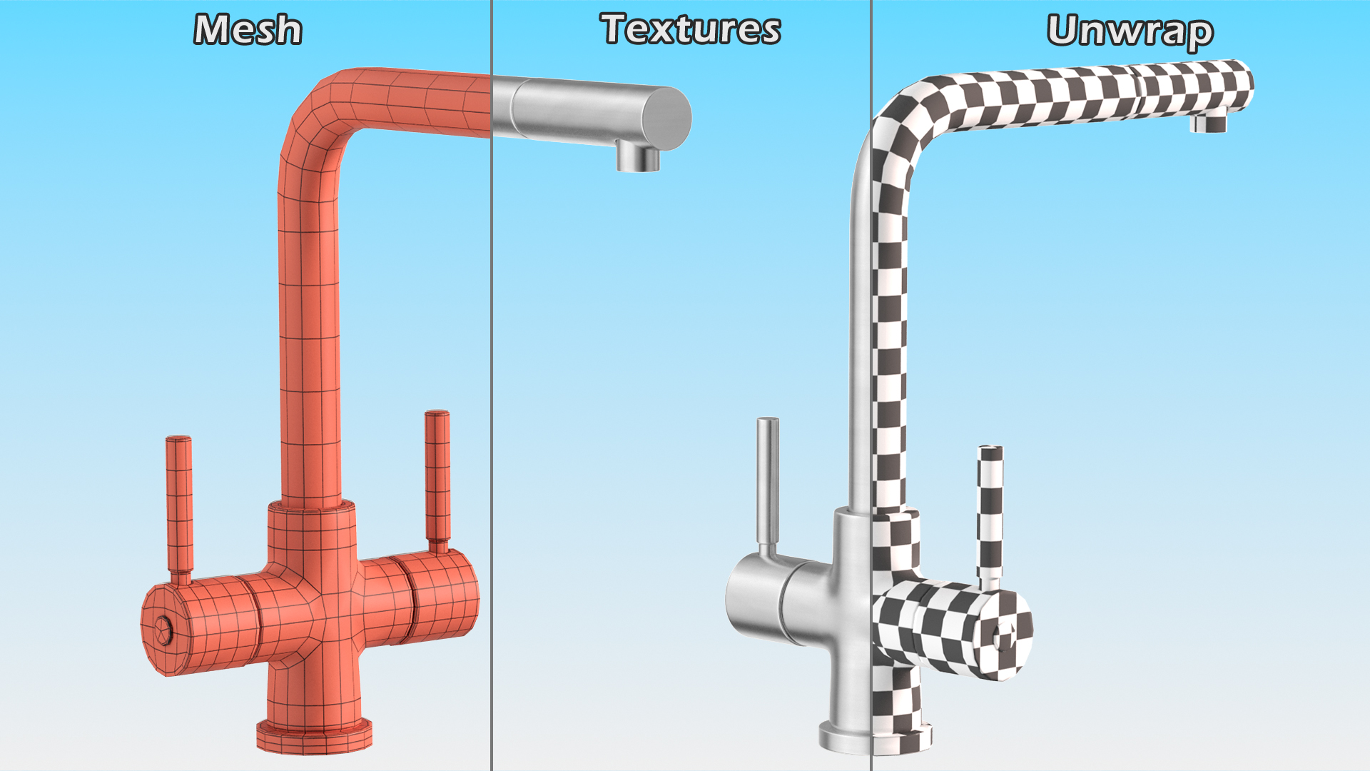 3D Angular Dual Lever Sink Mixer Tap model