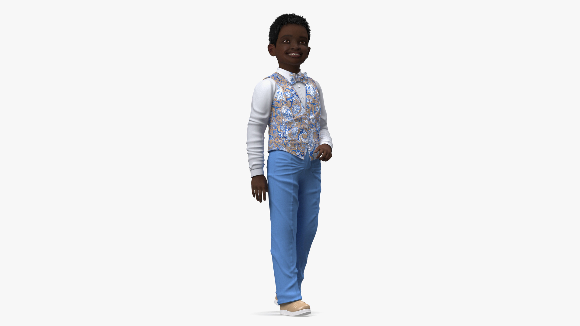 3D Black Child Boy Party Style Rigged for Cinema 4D model