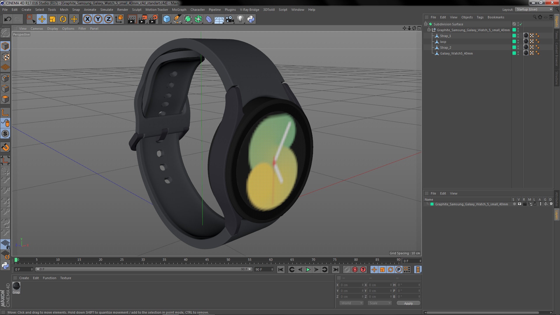 Graphite Samsung Galaxy Watch 5 small 40mm 3D