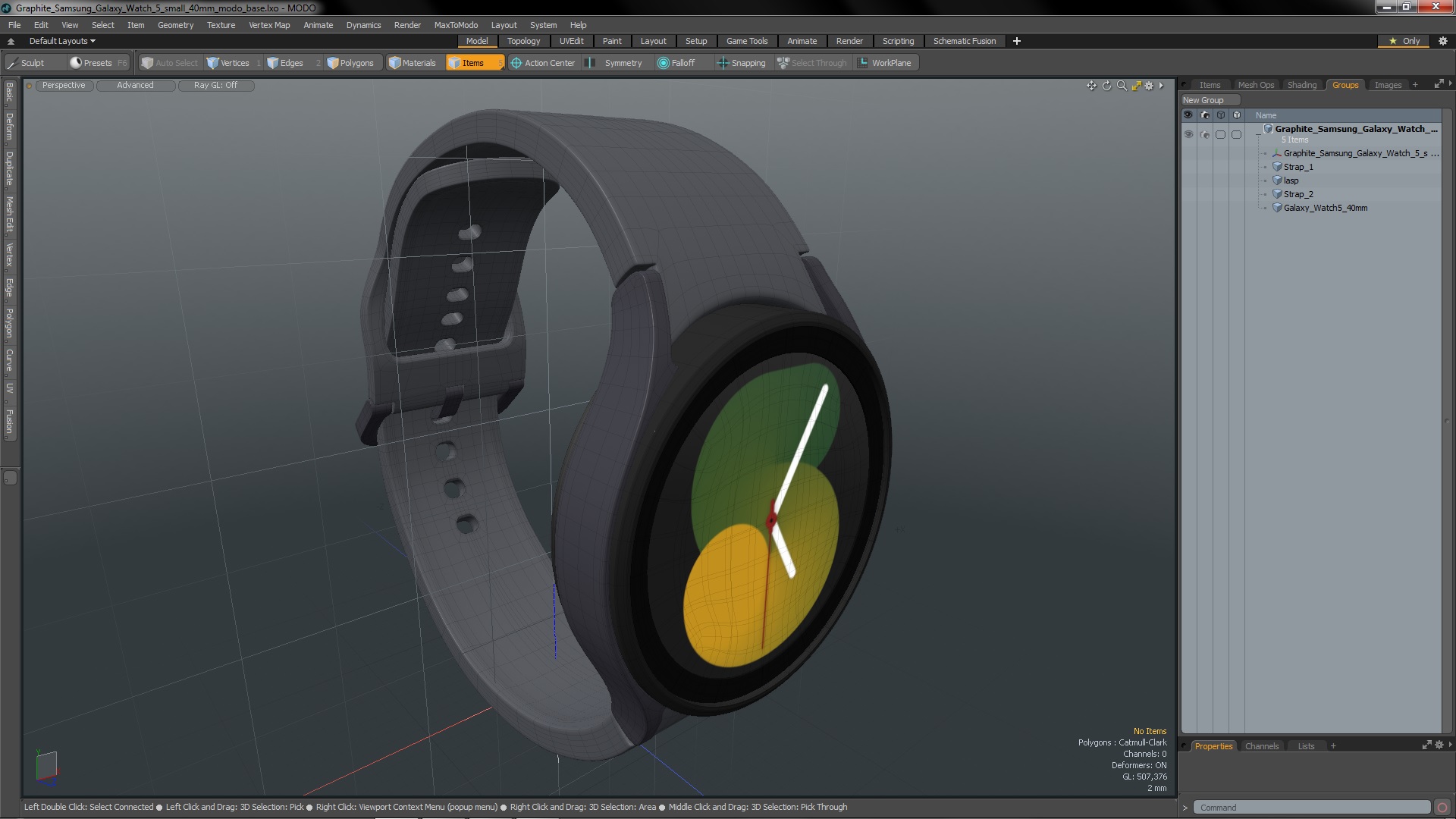 Graphite Samsung Galaxy Watch 5 small 40mm 3D