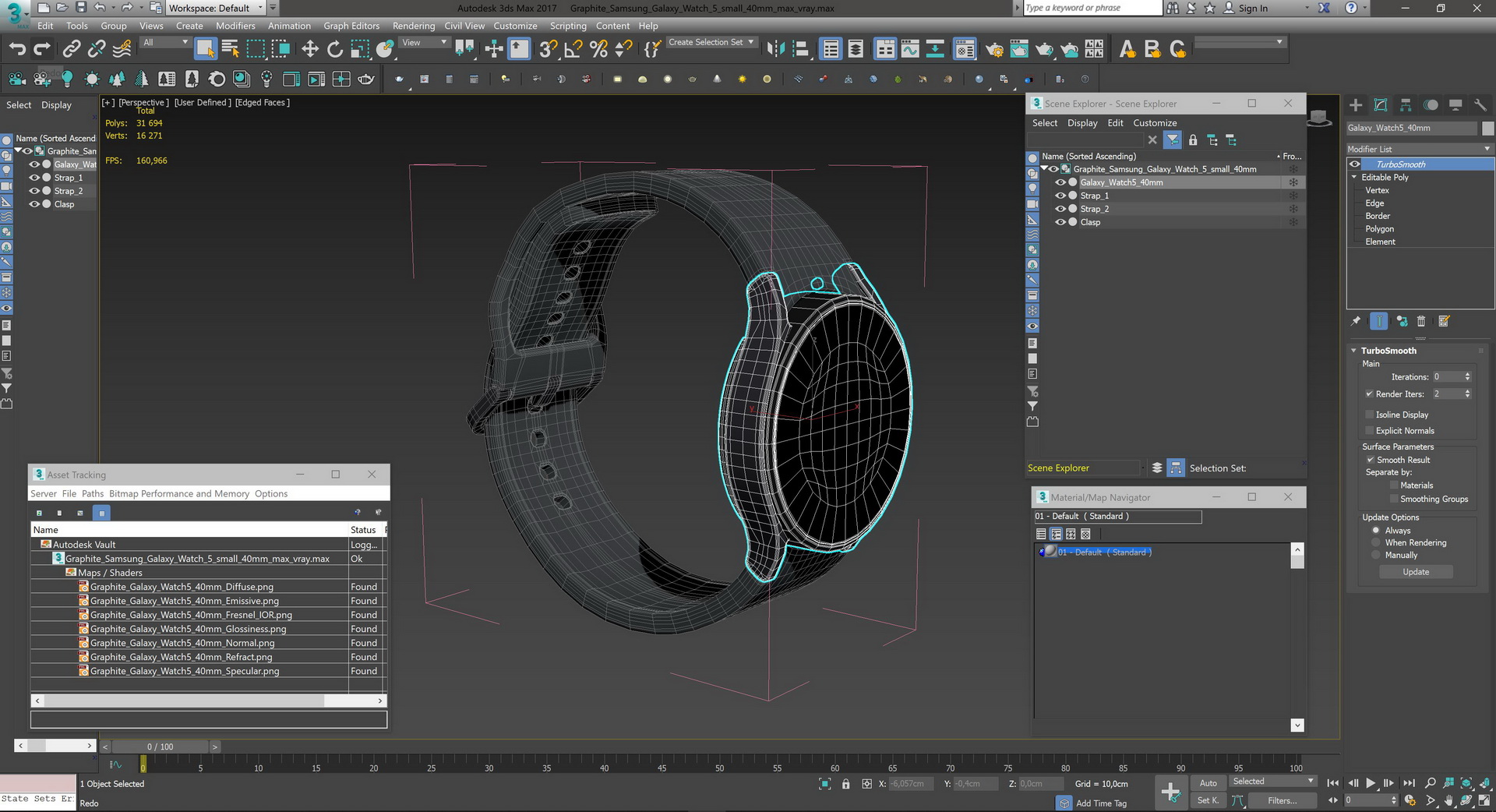Graphite Samsung Galaxy Watch 5 small 40mm 3D