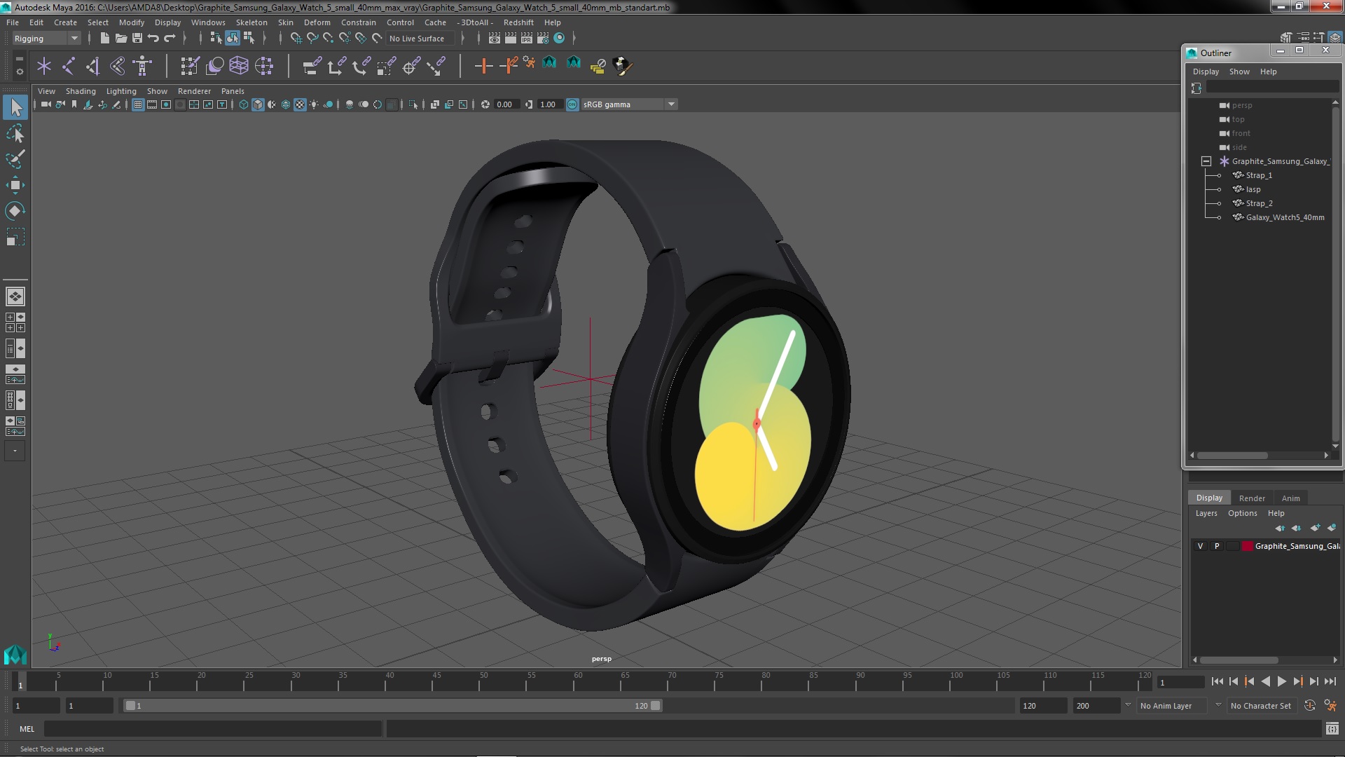Graphite Samsung Galaxy Watch 5 small 40mm 3D