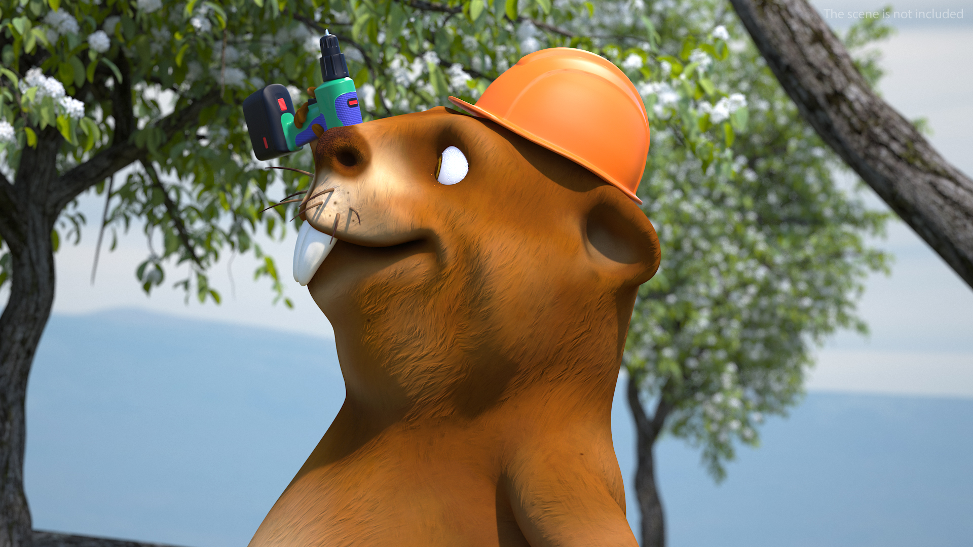 Cartoon Beaver with Screw Driver 3D