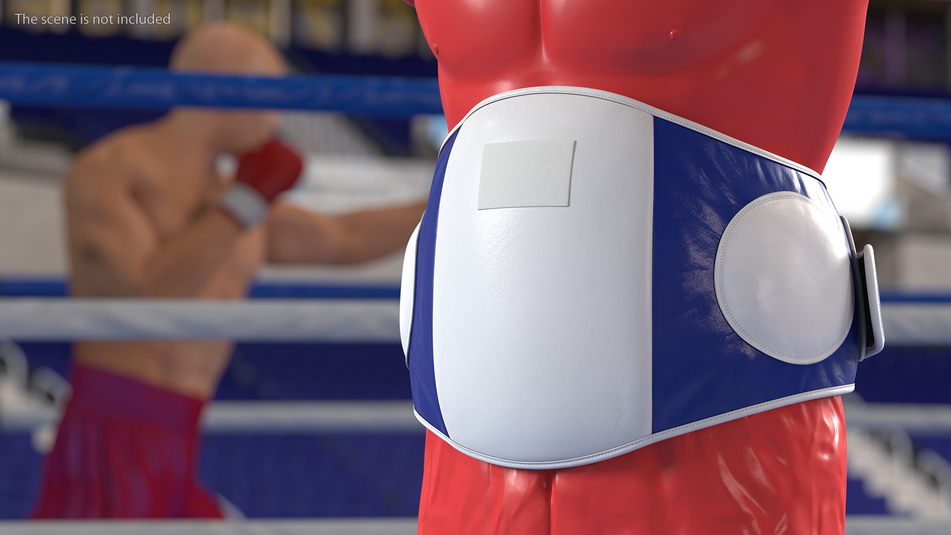 3D Muay Thai Leather Belly Pad Maneken White Blue