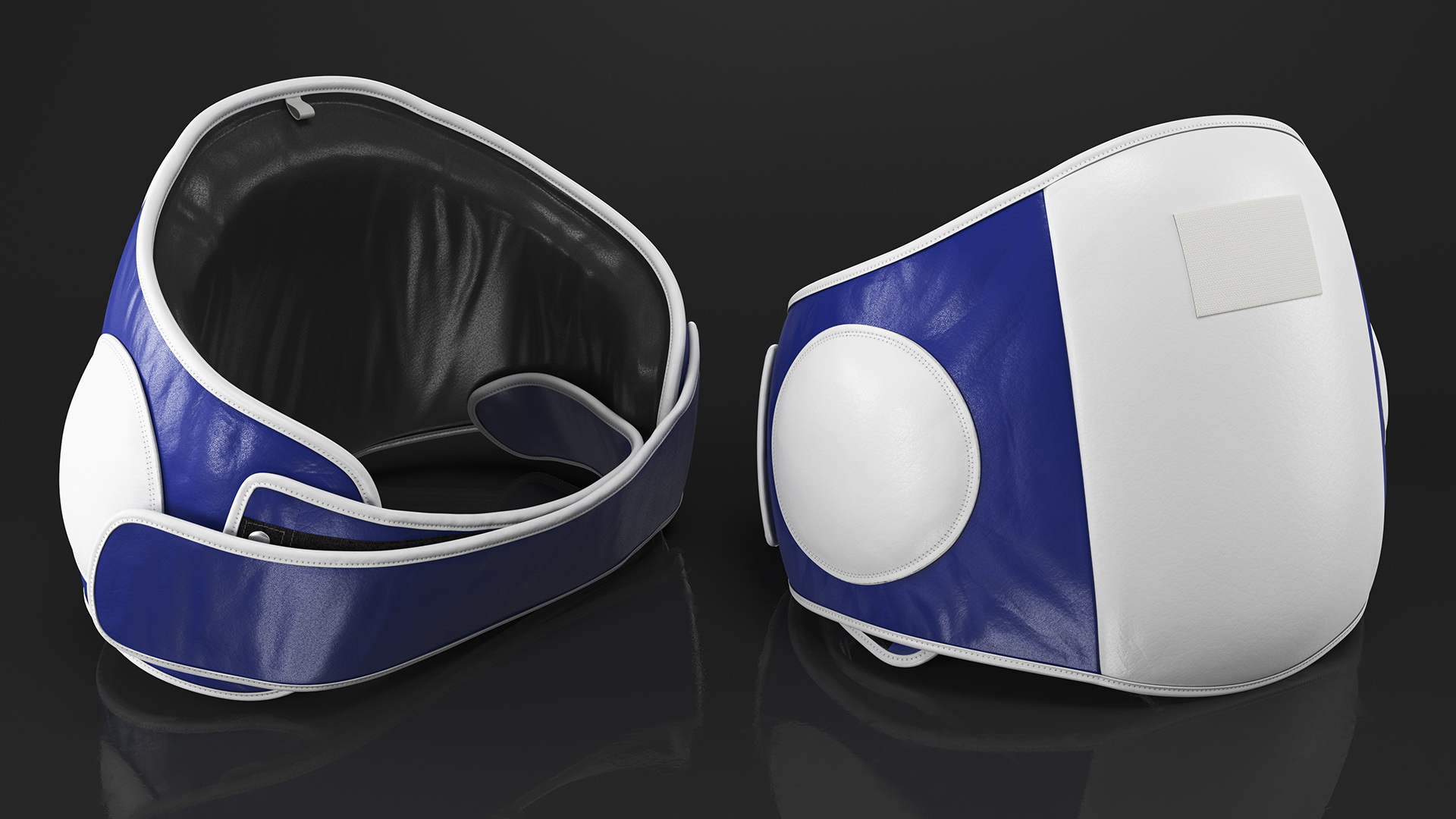 3D Muay Thai Leather Belly Pad Maneken White Blue