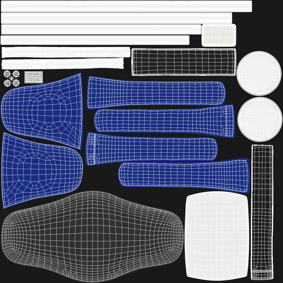3D Muay Thai Leather Belly Pad Maneken White Blue