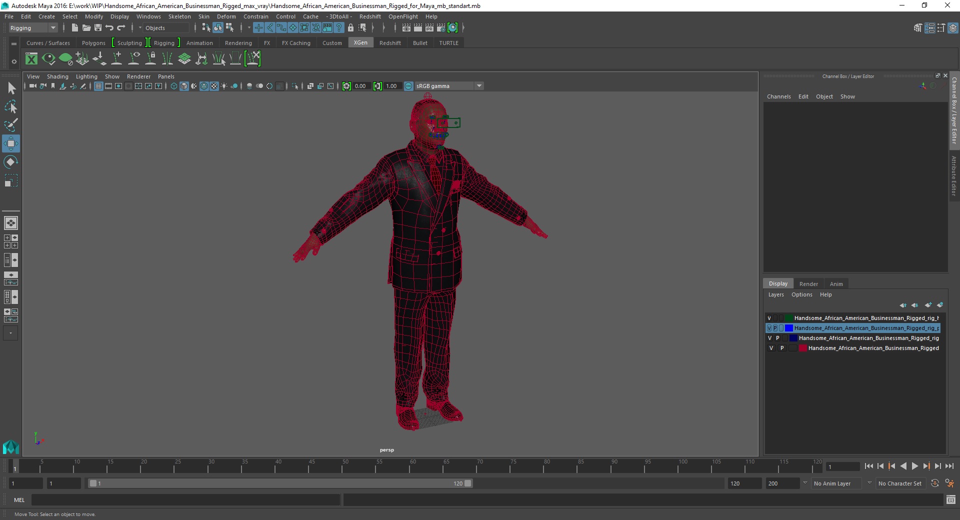 3D Handsome African American Businessman Rigged for Maya model