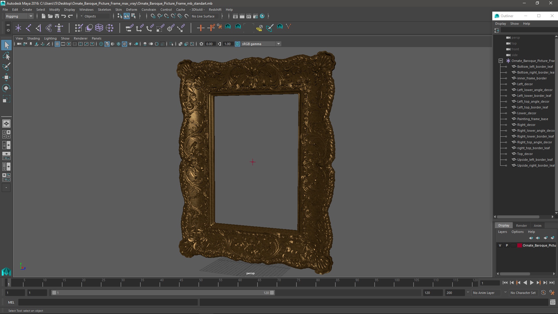 3D Ornate Baroque Picture Frame model