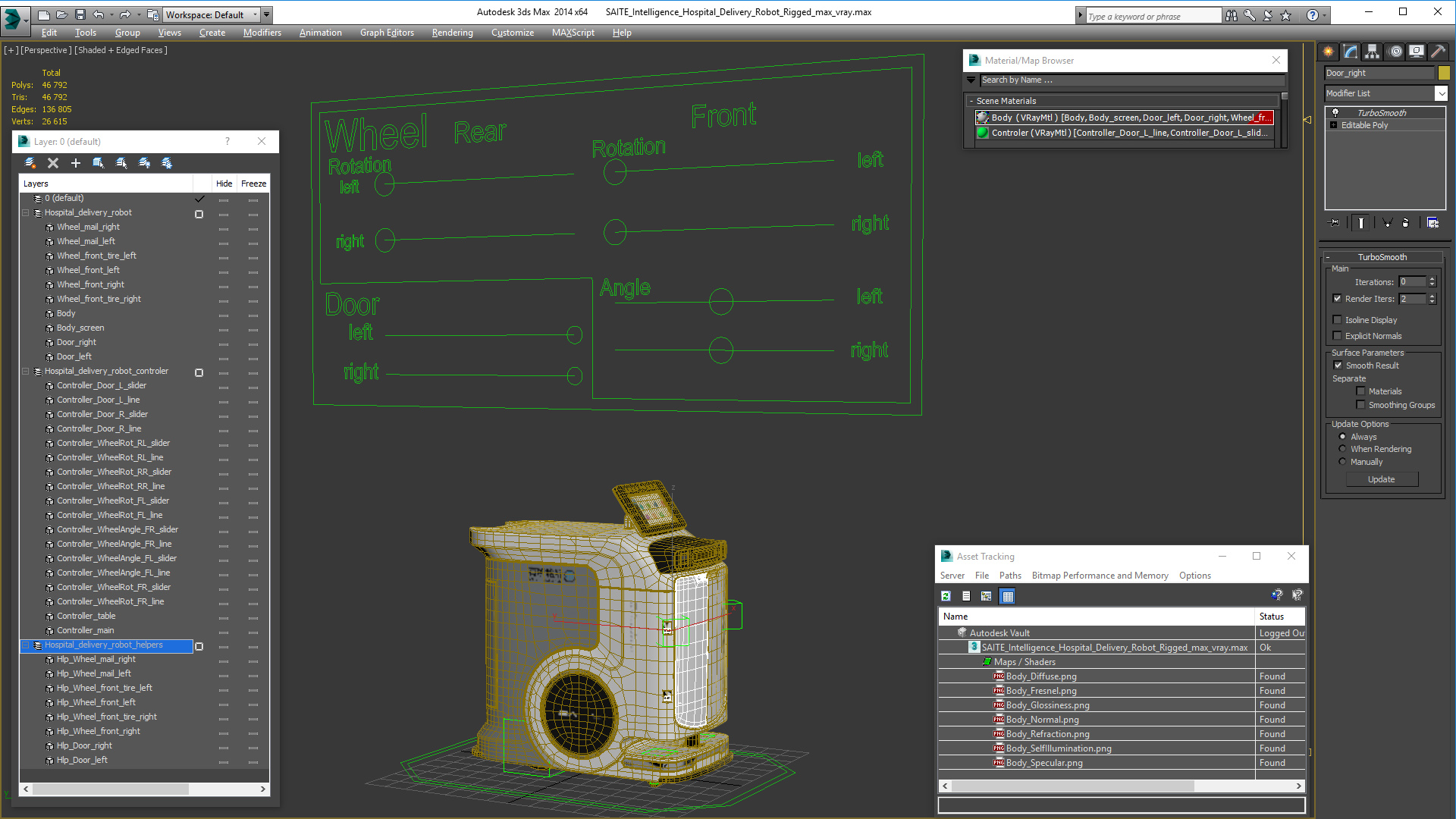 SAITE Intelligence Hospital Delivery Robot Rigged 3D model