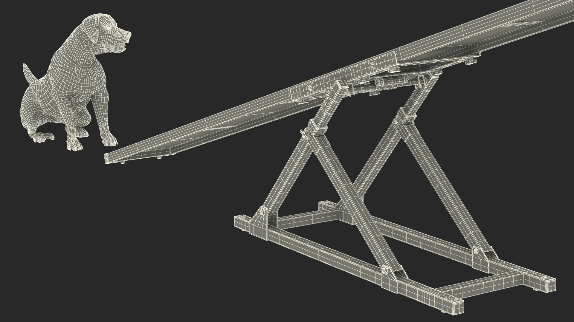 3D Dog Agility Teeter Totter and Labrador model