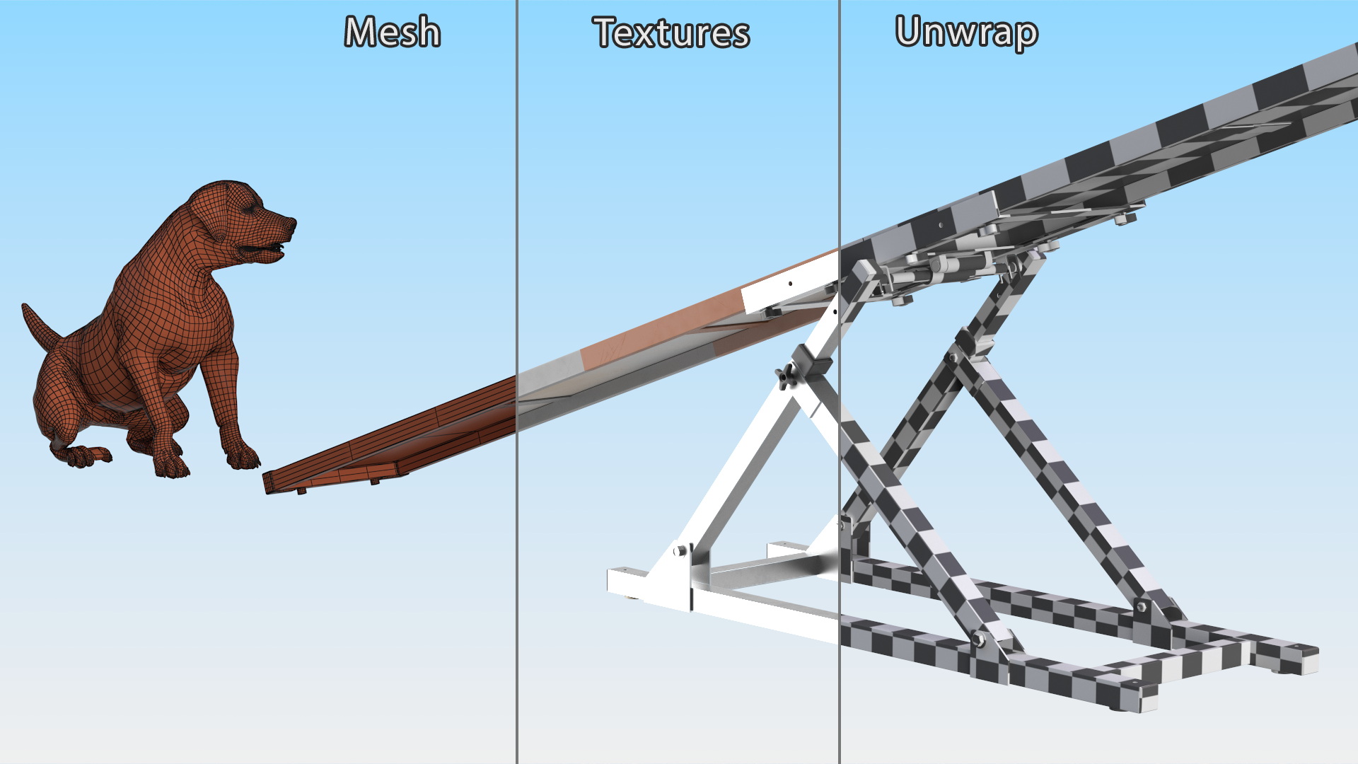 3D Dog Agility Teeter Totter and Labrador model