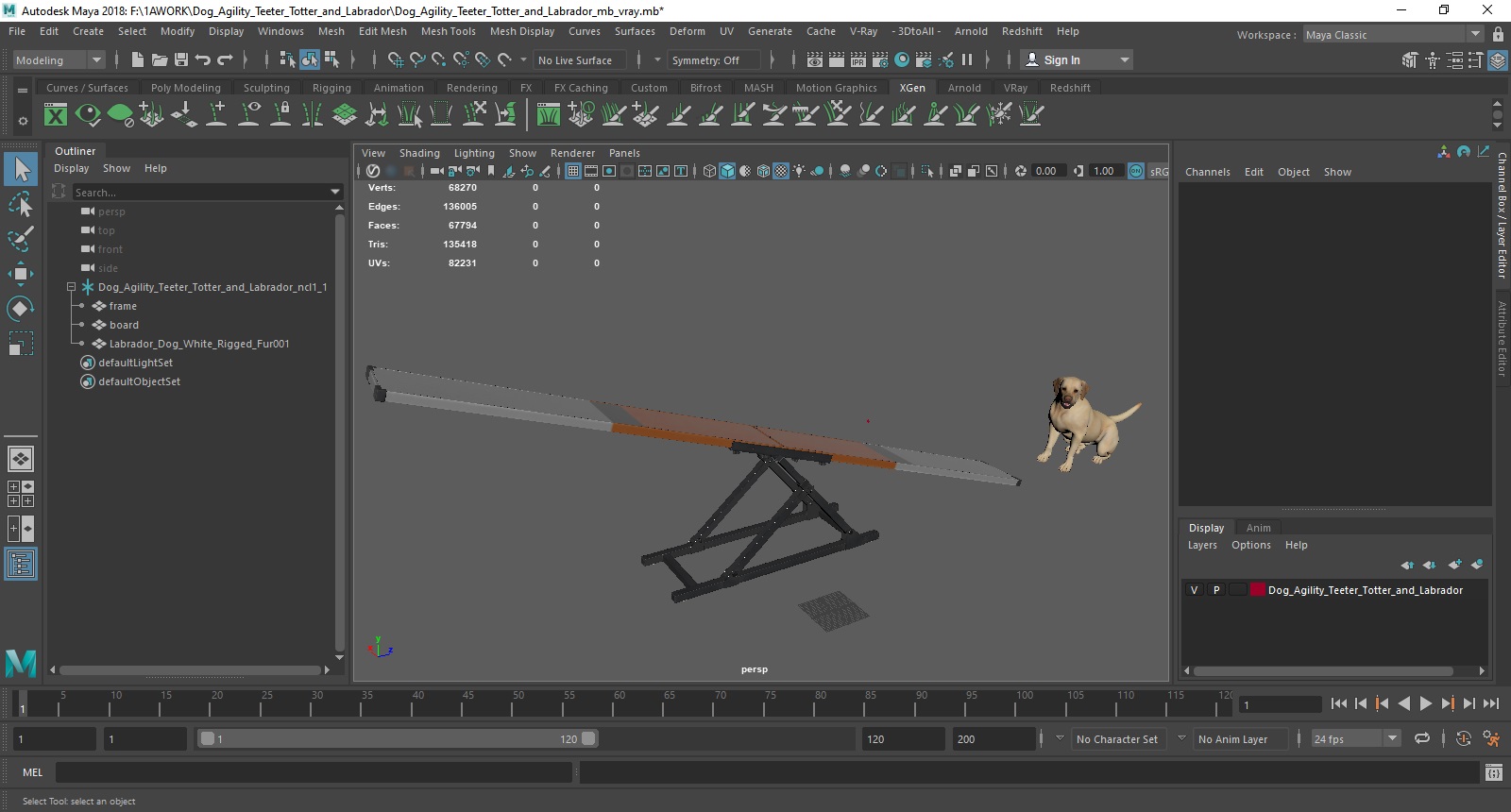 3D Dog Agility Teeter Totter and Labrador model