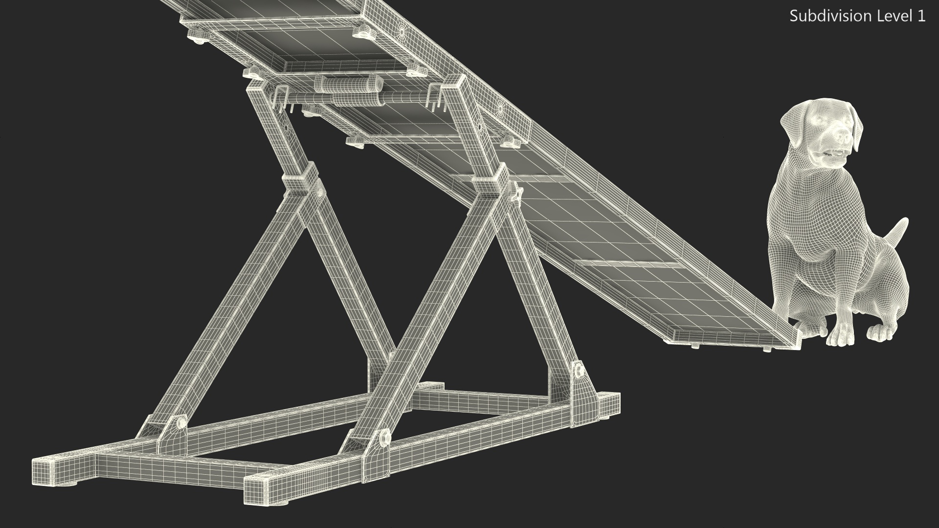 3D Dog Agility Teeter Totter and Labrador model