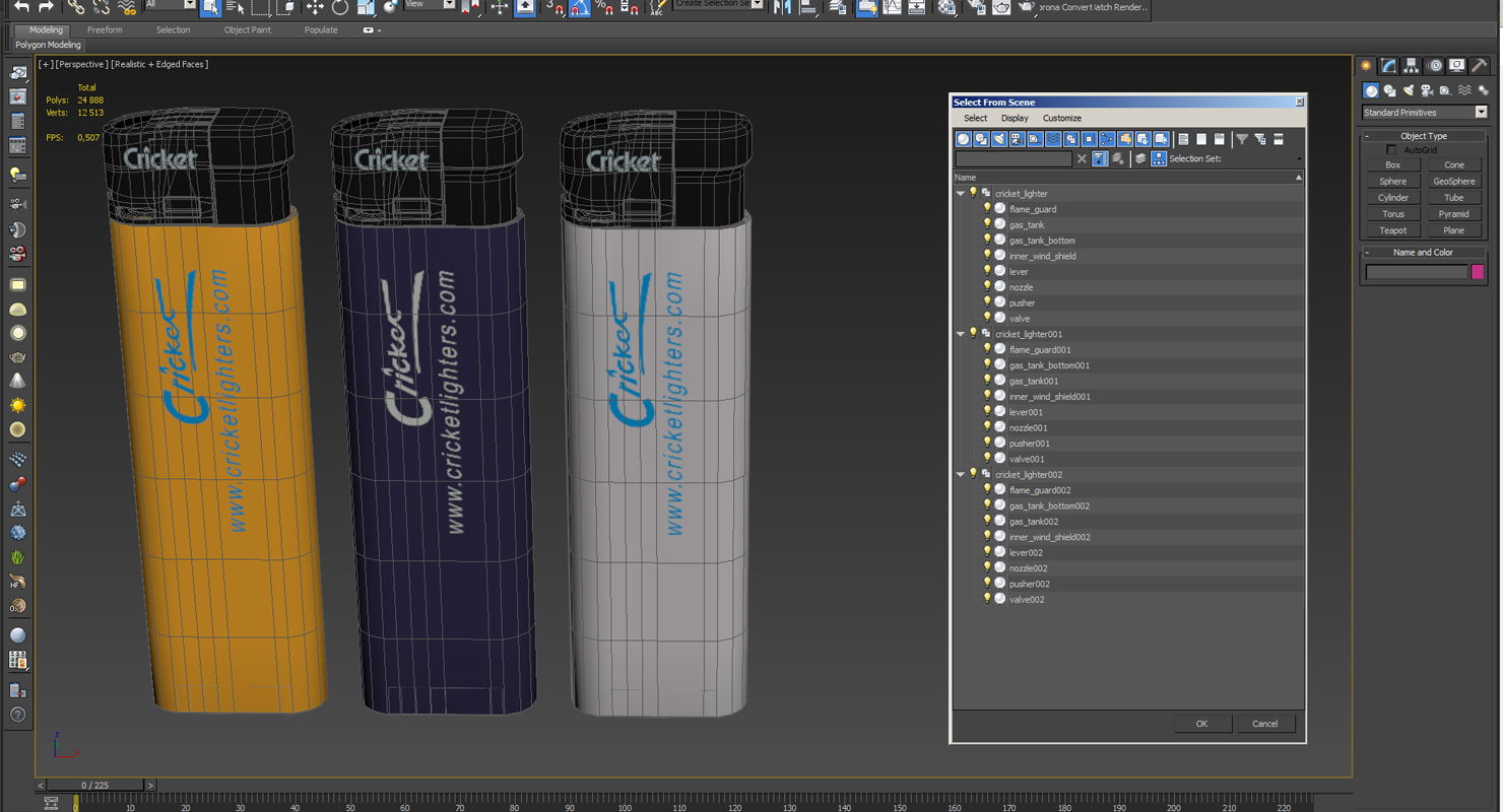 3D model Cricket Lighters Set