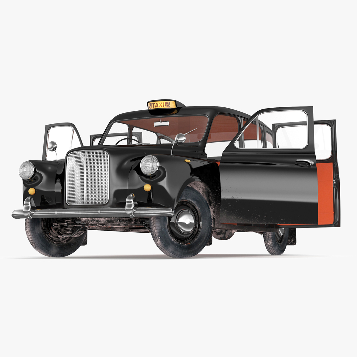 3D Vintage London Taxi Cab FX4 Rigged for Cinema 4D model
