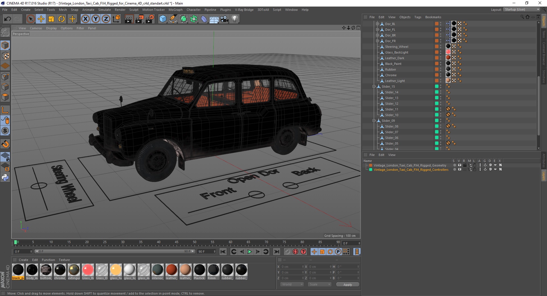 3D Vintage London Taxi Cab FX4 Rigged for Cinema 4D model