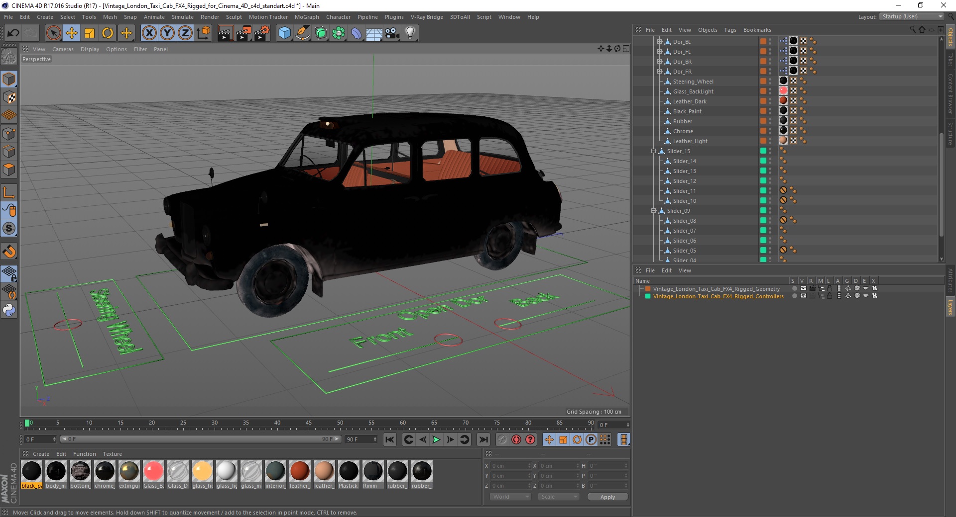 3D Vintage London Taxi Cab FX4 Rigged for Cinema 4D model