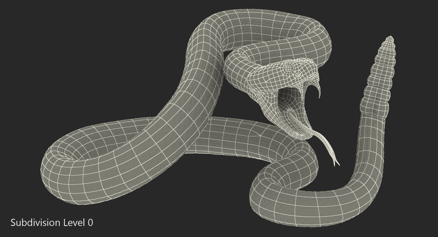 Light Rattlesnake Attack Pose 3D model