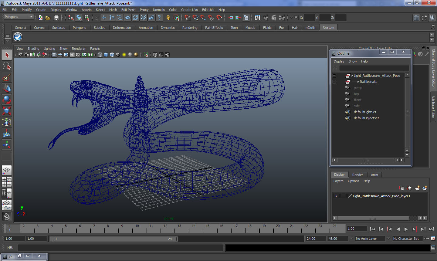 Light Rattlesnake Attack Pose 3D model