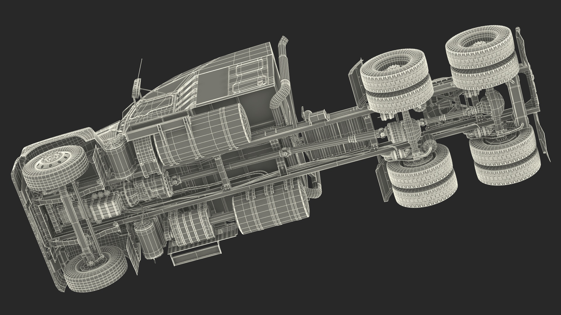 3D 2025 Semi Truck White Rigged model