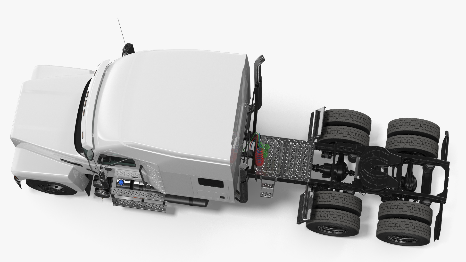 3D 2025 Semi Truck White Rigged model