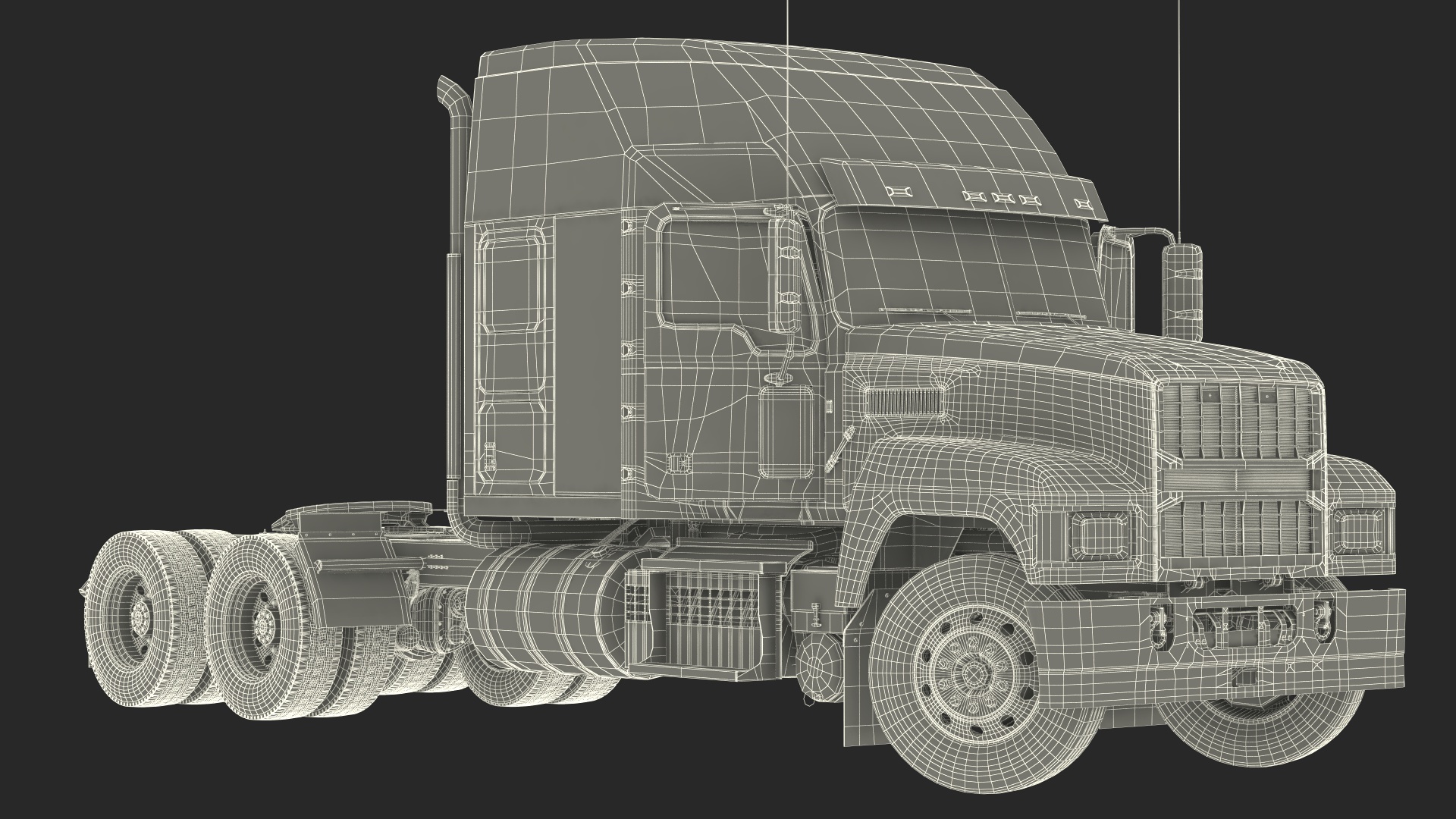 3D 2025 Semi Truck White Rigged model