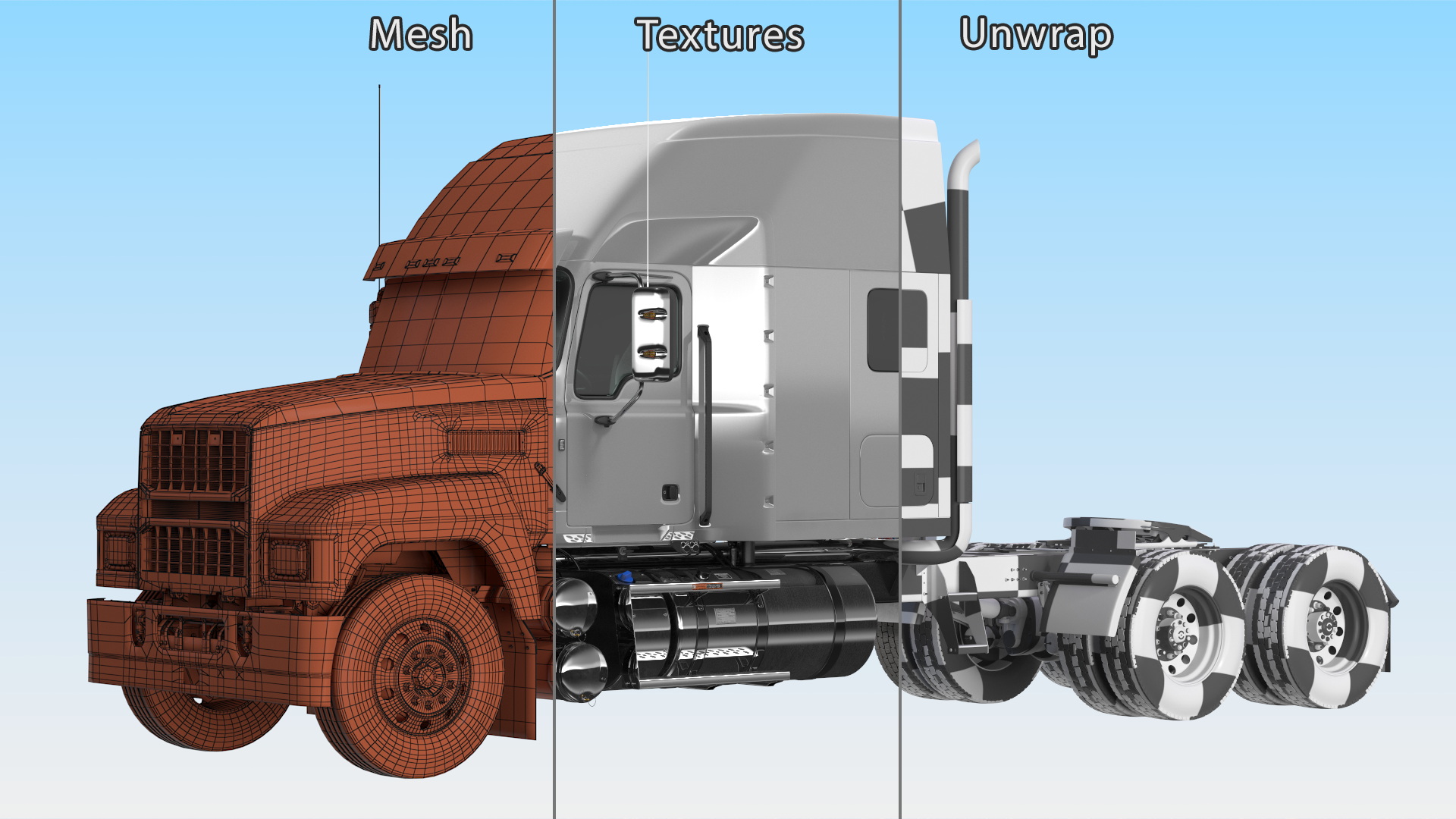 3D 2025 Semi Truck White Rigged model