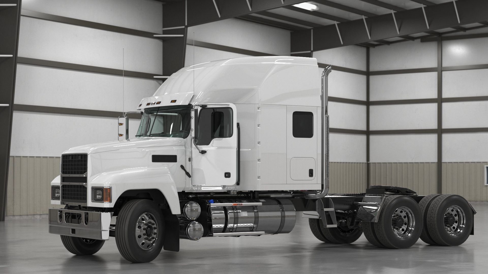 3D 2025 Semi Truck White Rigged model